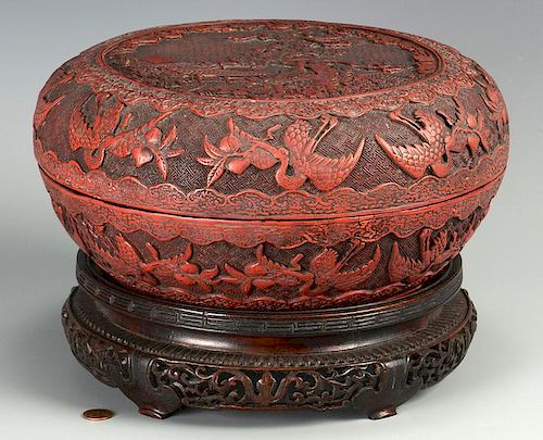 CHINESE CINNABAR COVERED ROUND