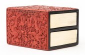CHINESE CINNABAR DECORATIVE BO
