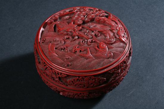 CHINESE CINNABAR DRAGON BOX AND