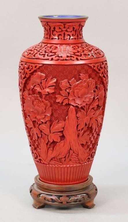 CHINESE CINNABAR & ENAMEL