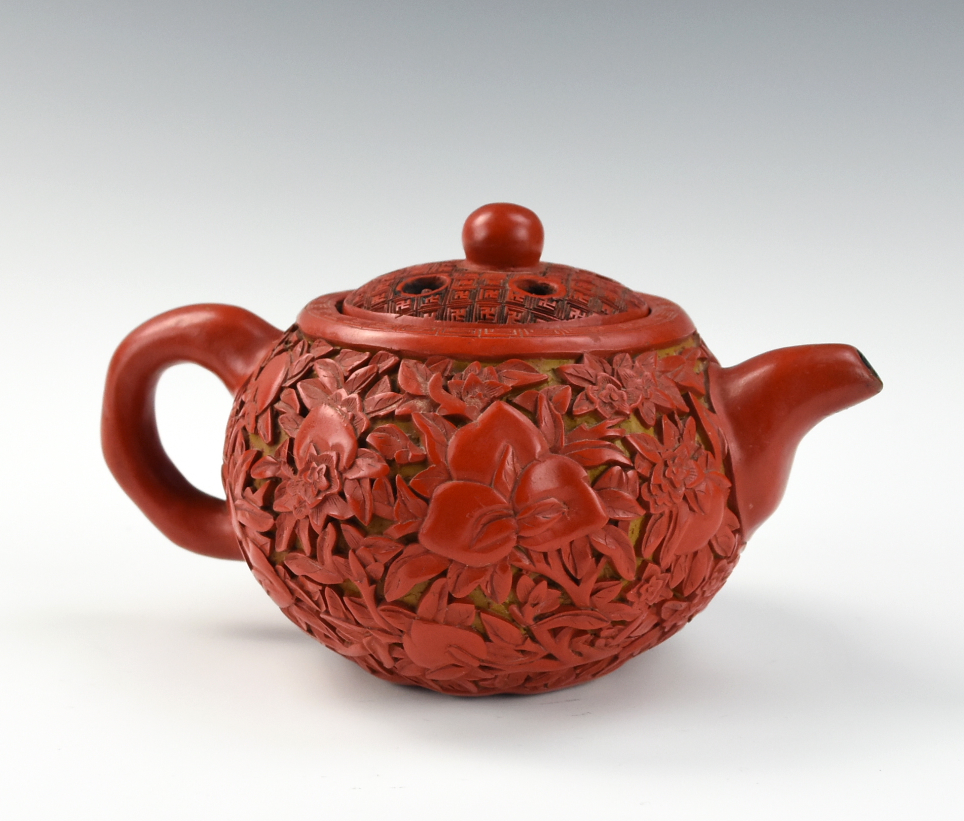 CHINESE CINNABAR LACQUER WARE ZISHA