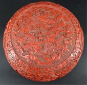 CHINESE CINNABAR LIDDED BOWL W
