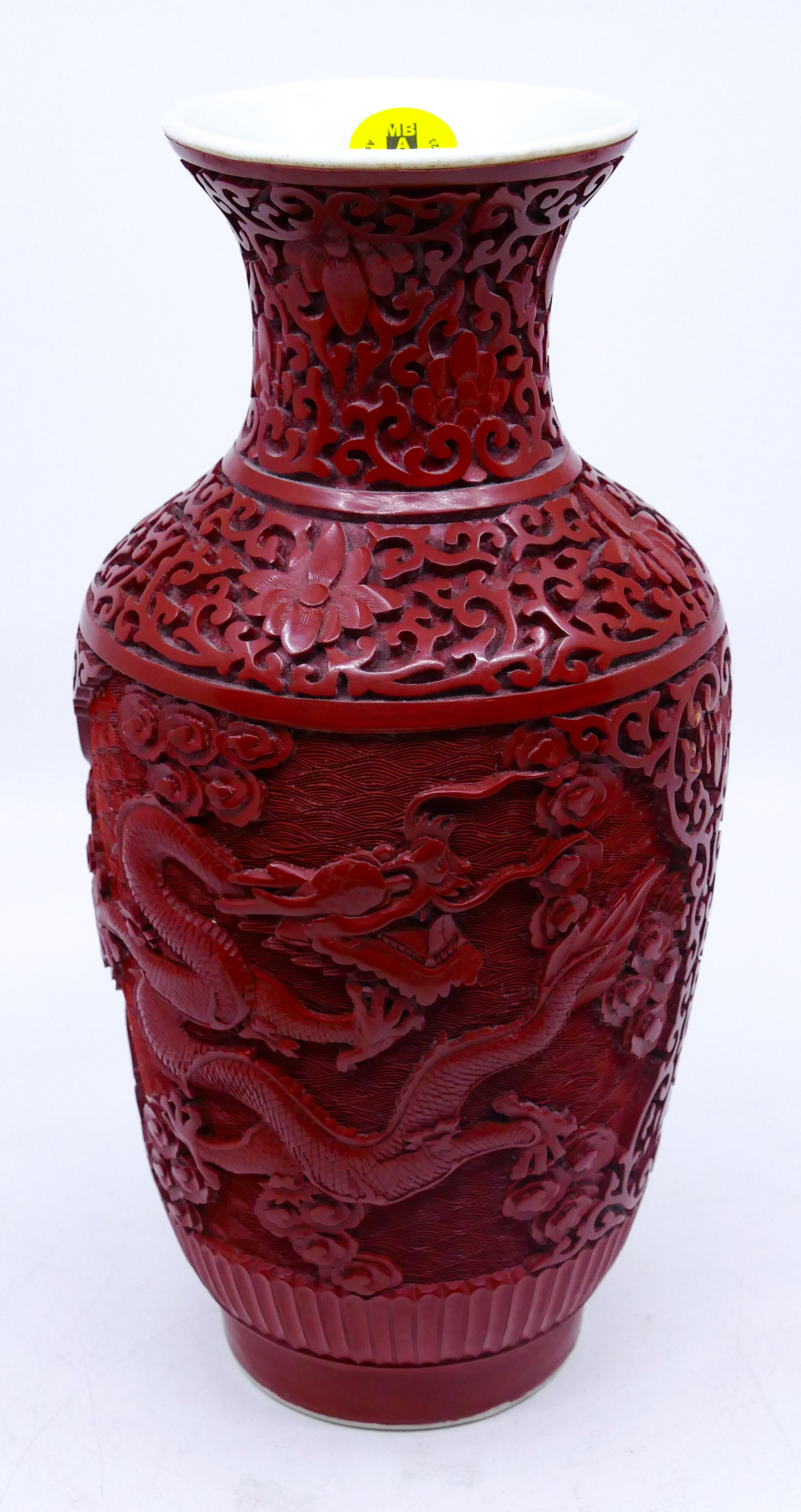 Chinese Cinnabar on Porcelain
