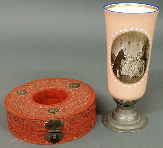 Chinese cinnabar round box