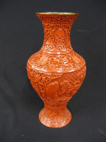 Chinese Cinnabar Vase elaborate