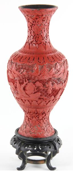 Chinese Cinnabar Vasecarved with