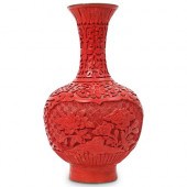 CHINESE CINNABAR VASEDESCRIPTI