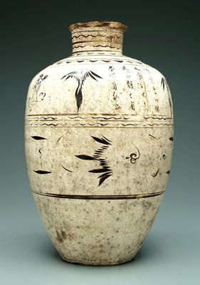 Chinese [Cizhou] pottery jar, cream
