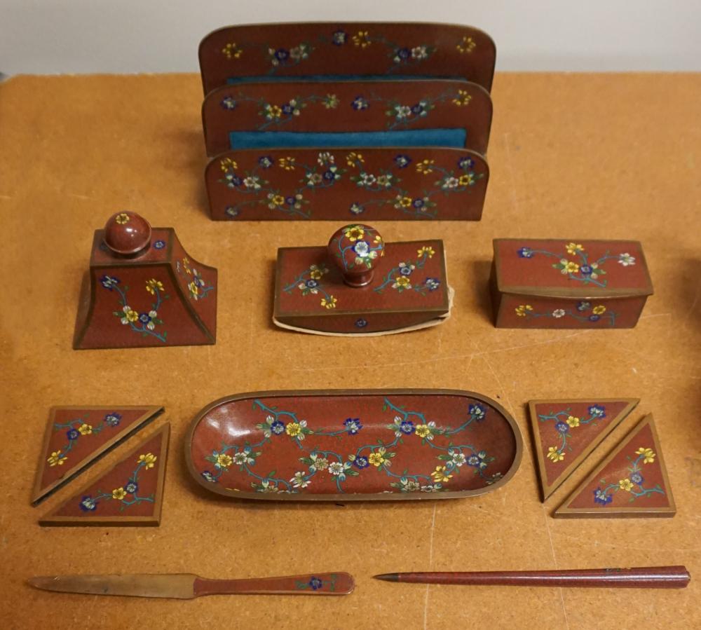 CHINESE CLOISONNE 11-PIECE DESK