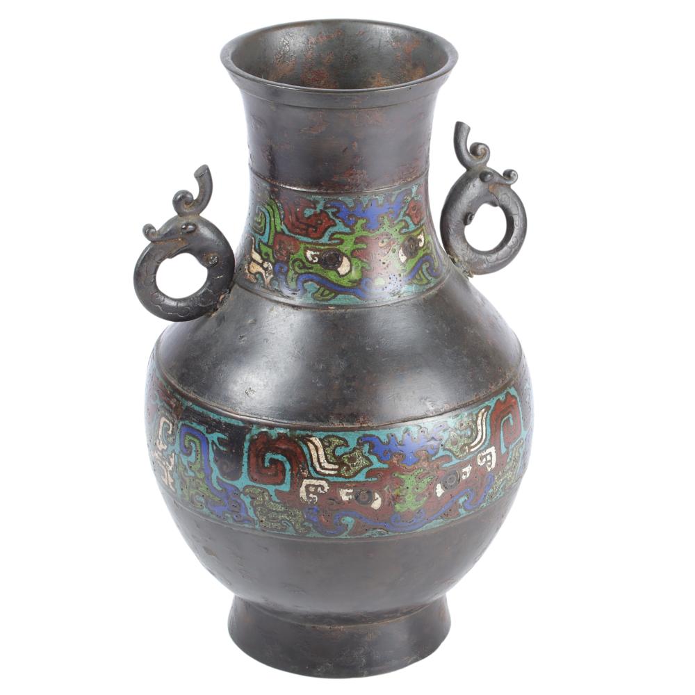 CHINESE CLOISONNE BRONZE DOUBLE