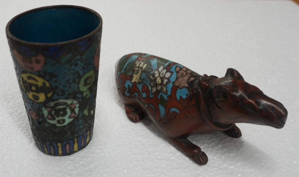 CHINESE CLOISONNE BRONZE RAT AND