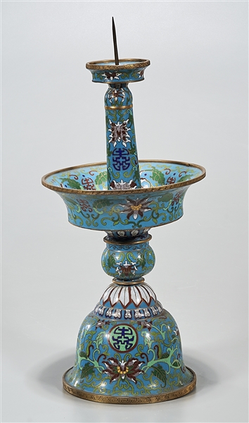 Chinese cloisonne candlestick; 19