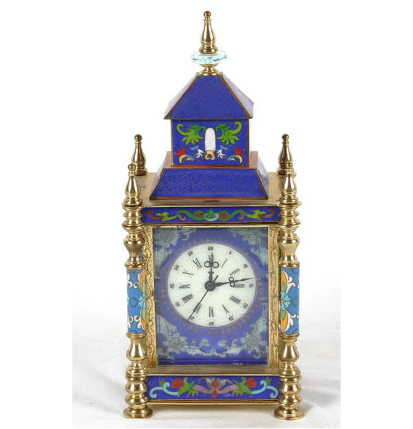 Chinese cloisonne carriage clock