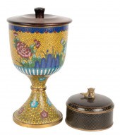 CHINESE CLOISONNE CHALICE AND