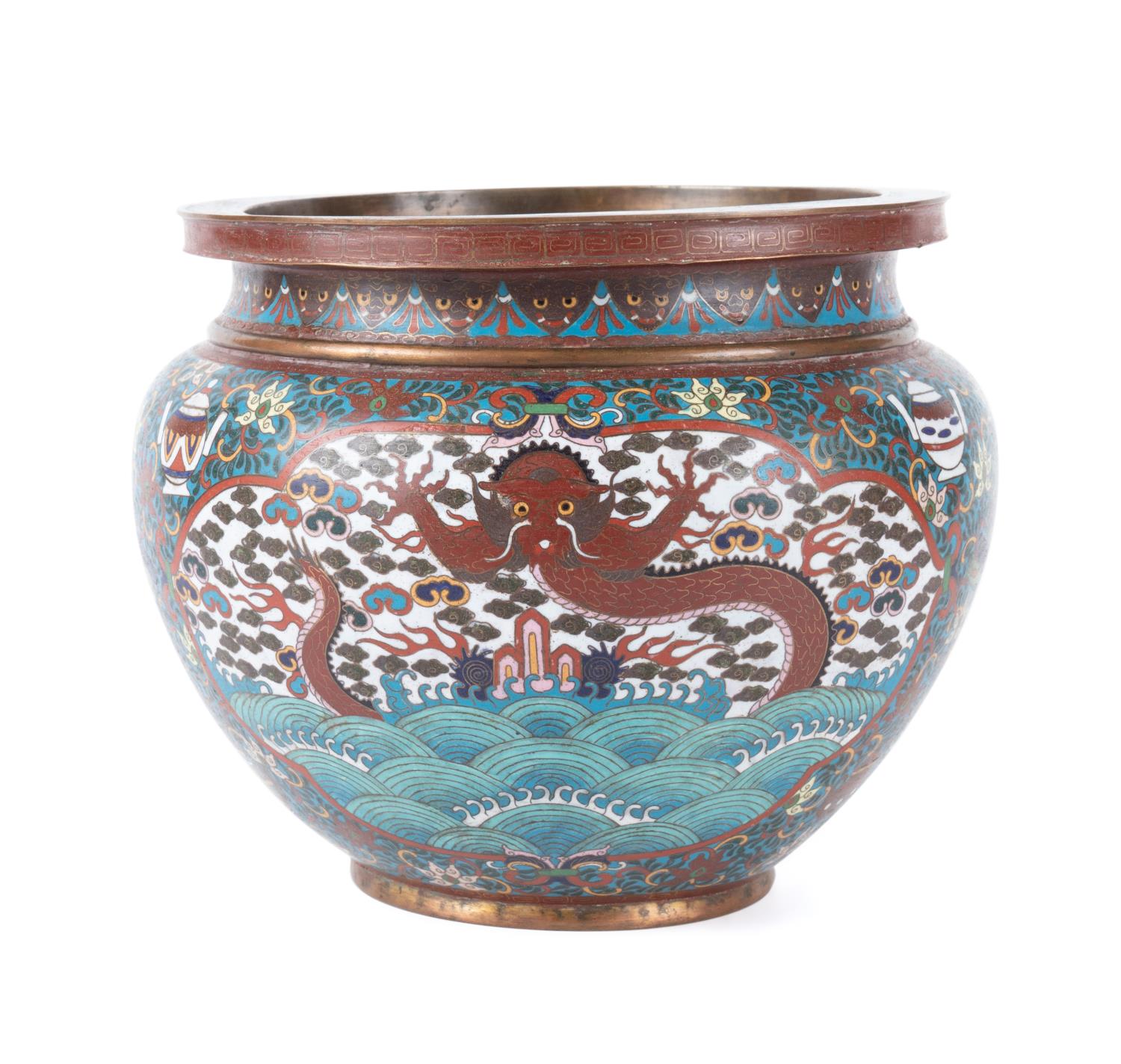 CHINESE CLOISONNE DRAGON & FU