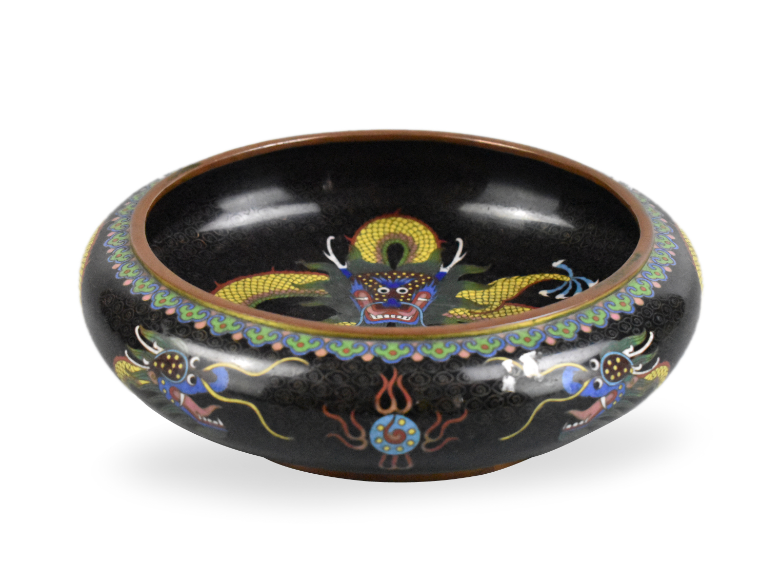 CHINESE CLOISONNE DRAGON WASHER ,