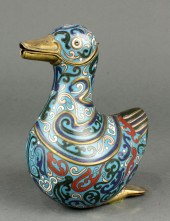 CHINESE CLOISONNE DUCK FORM IN