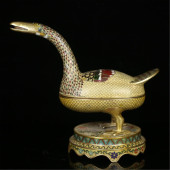 CHINESE CLOISONNE DUCK INCENSE