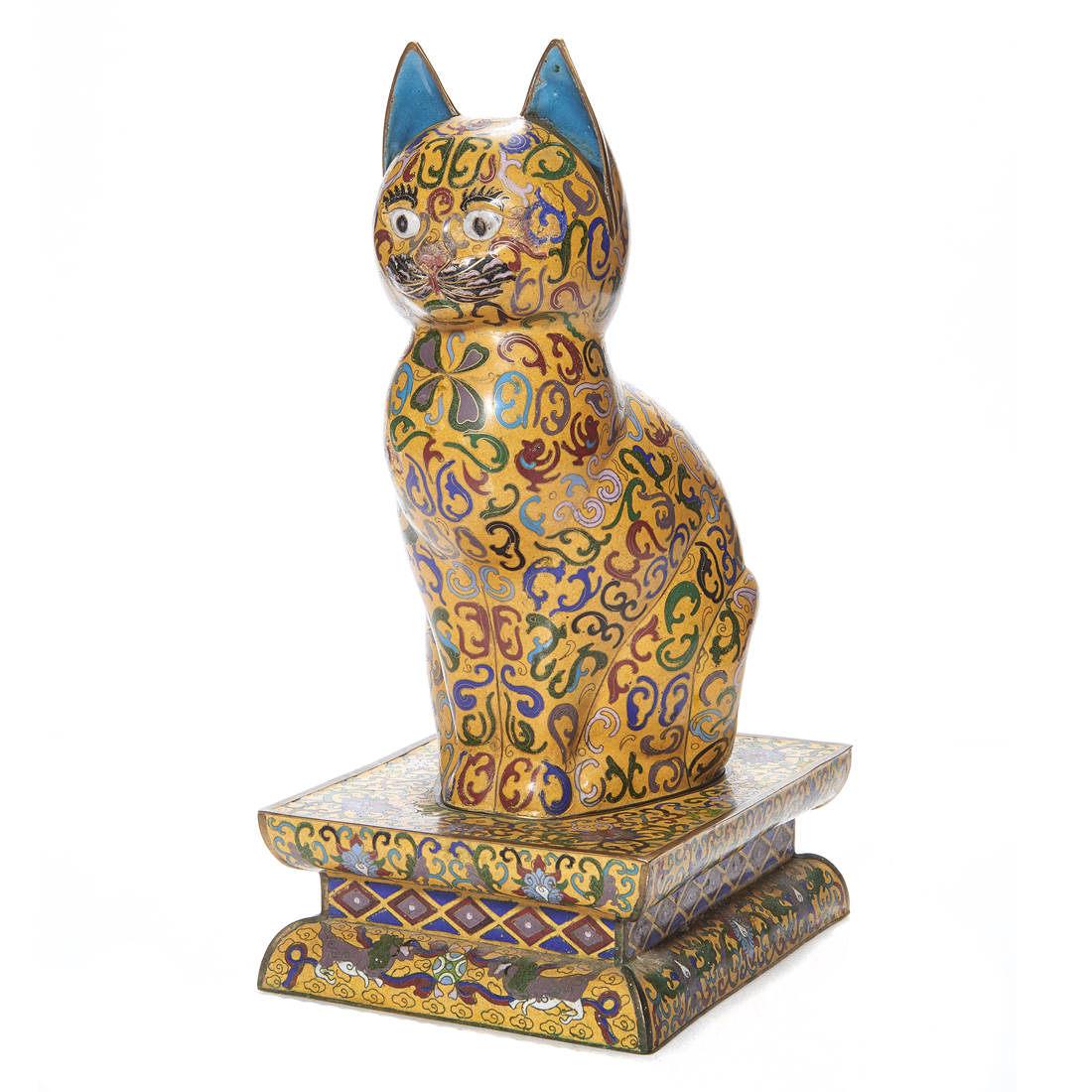 CHINESE CLOISONNE ENAMEL CAT