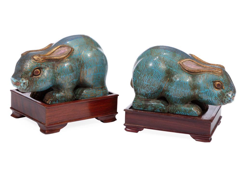CHINESE CLOISONNE ENAMEL FIGURES OF