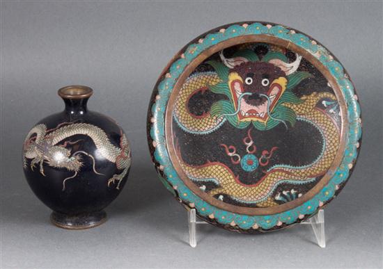 Chinese cloisonne enamel low bowl