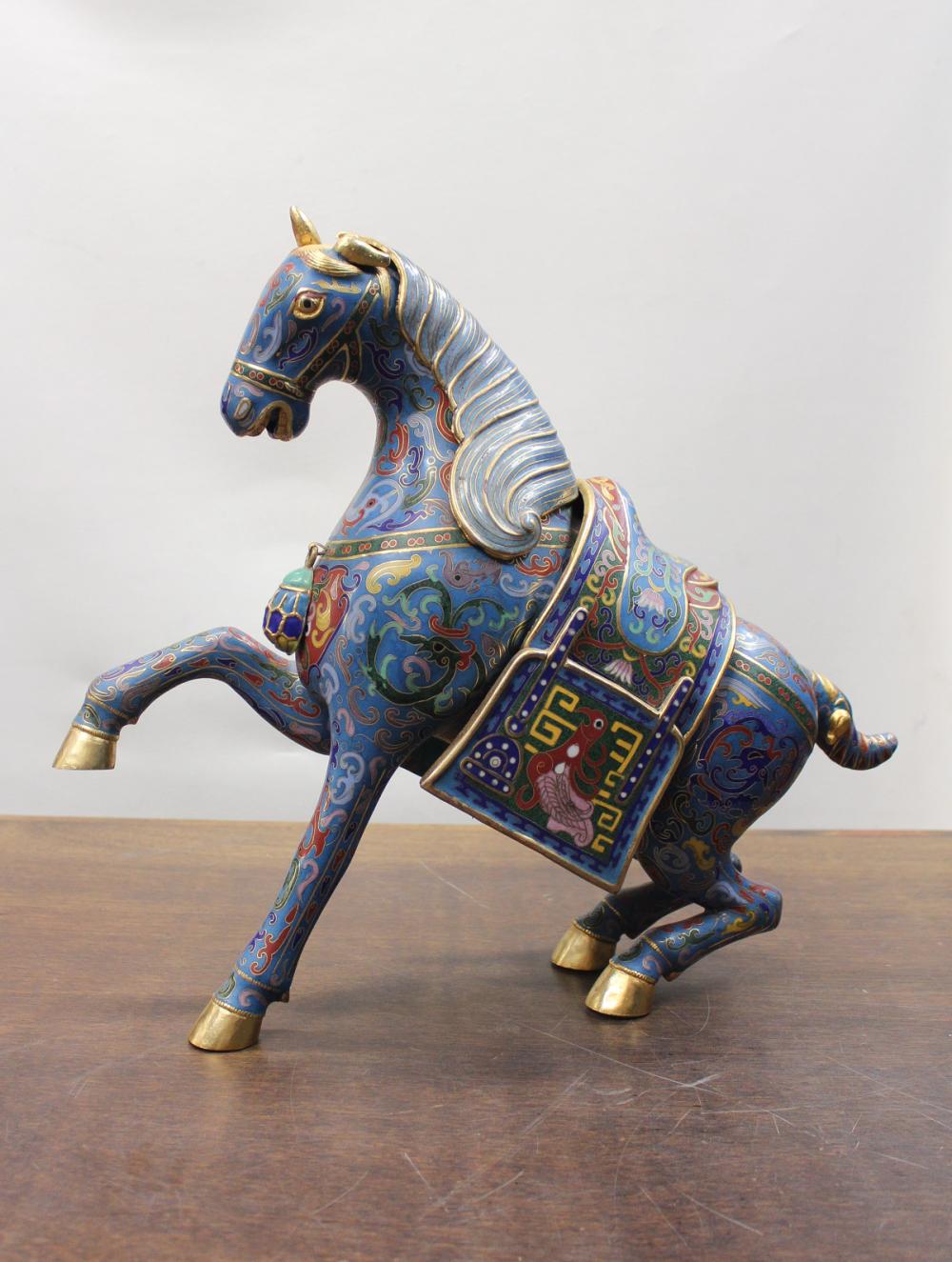 CHINESE CLOISONNE ENAMELED HORSE,
