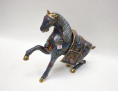 CHINESE CLOISONNE ENAMELED HOR