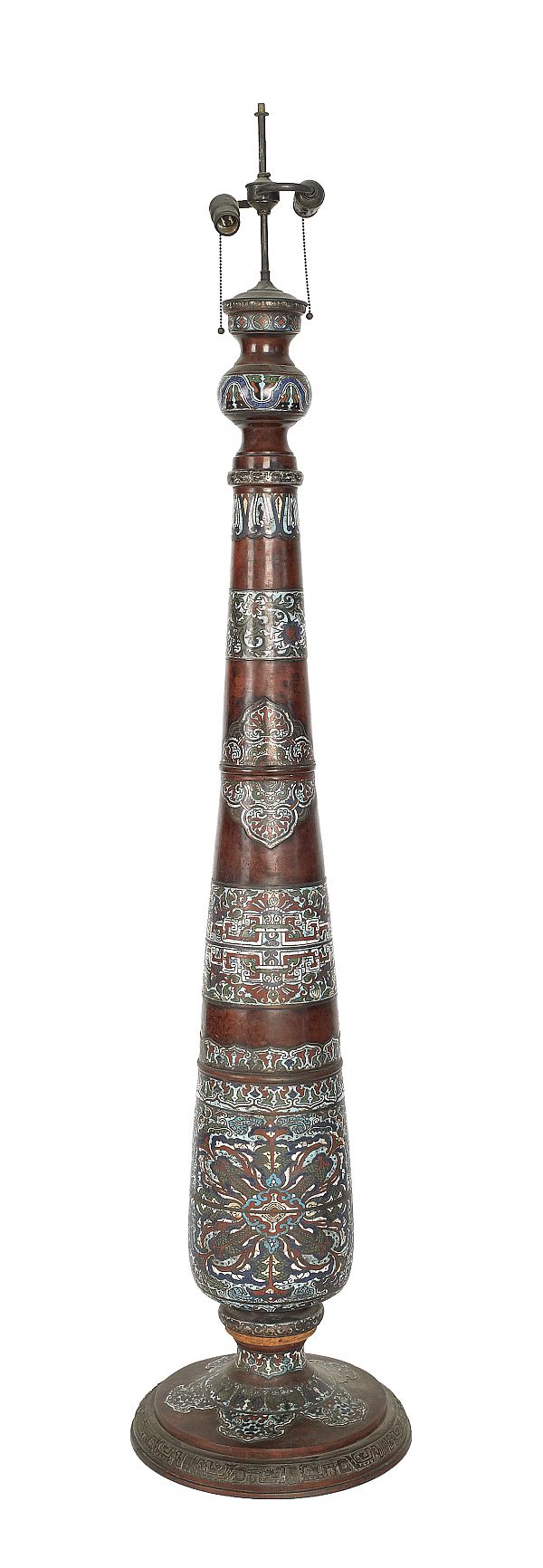 Chinese cloisonné floor lamp 69" h.