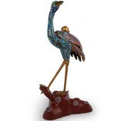 CHINESE CLOISONNE HERON STATUE