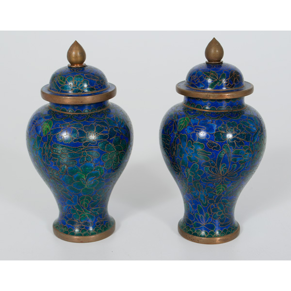 Chinese Cloisonne Lidded Urns