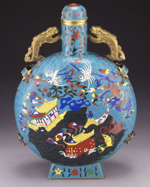 Chinese cloisonne moon flask