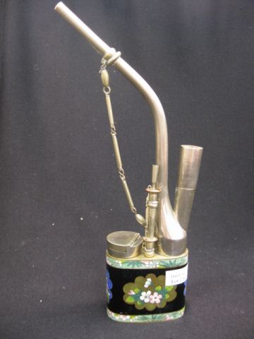 Chinese Cloisonne Opium Pipe;11''