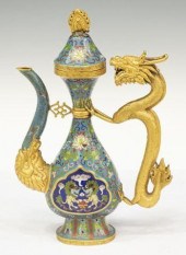 CHINESE CLOISONNE PARCEL GILT