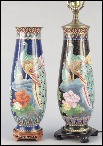 CHINESE CLOISONNE PEACOCK VASE