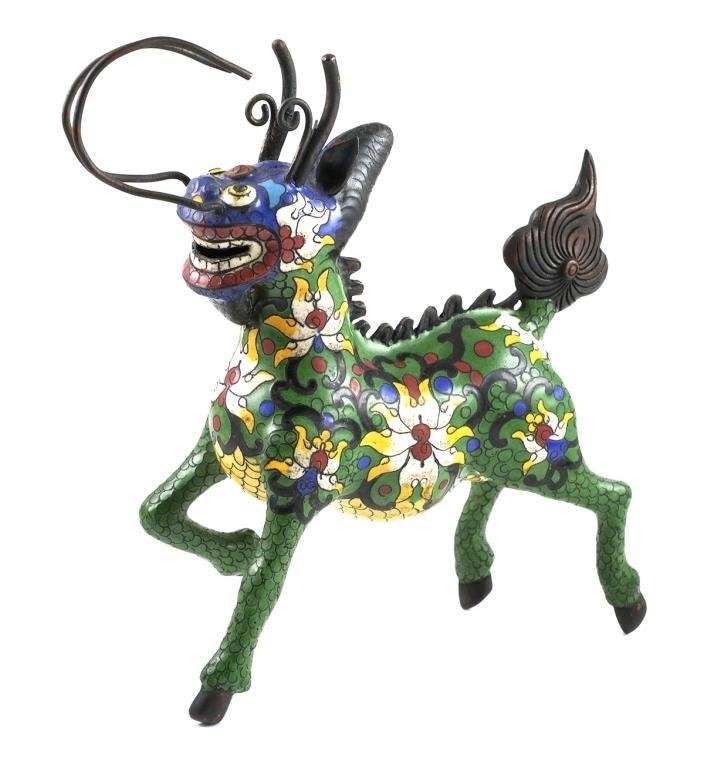 CHINESE CLOISONNE QILIN OR LONGMA