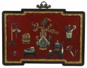 CHINESE CLOISONNE & STONE-INLA
