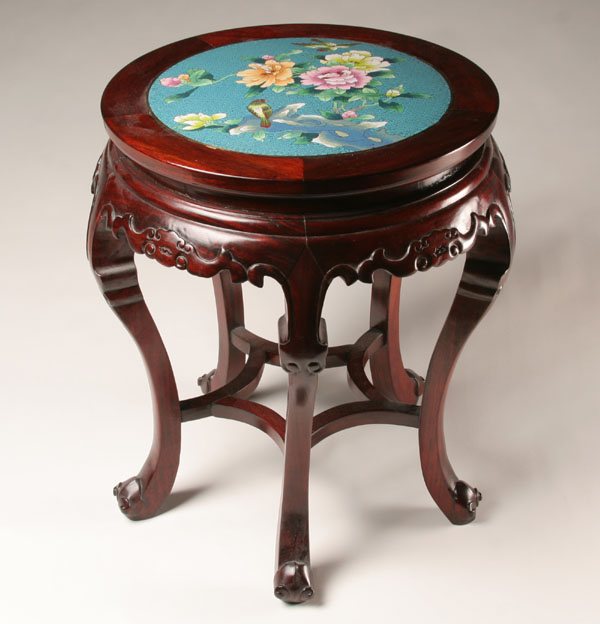 Chinese cloisonne tea table; five