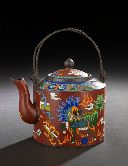 Chinese Cloisonne Teapot and Cover,