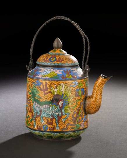 Chinese Cloisonne Teapot and Cover,