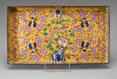 Chinese cloisonné tray, yellow
