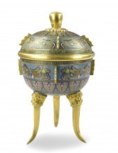 CHINESE CLOISONNE TRIPOD COVER