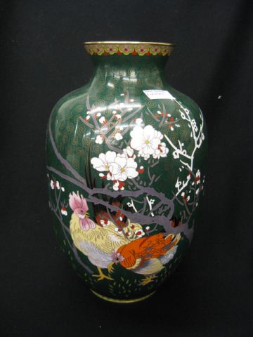 Chinese Cloisonne Vase chickens &