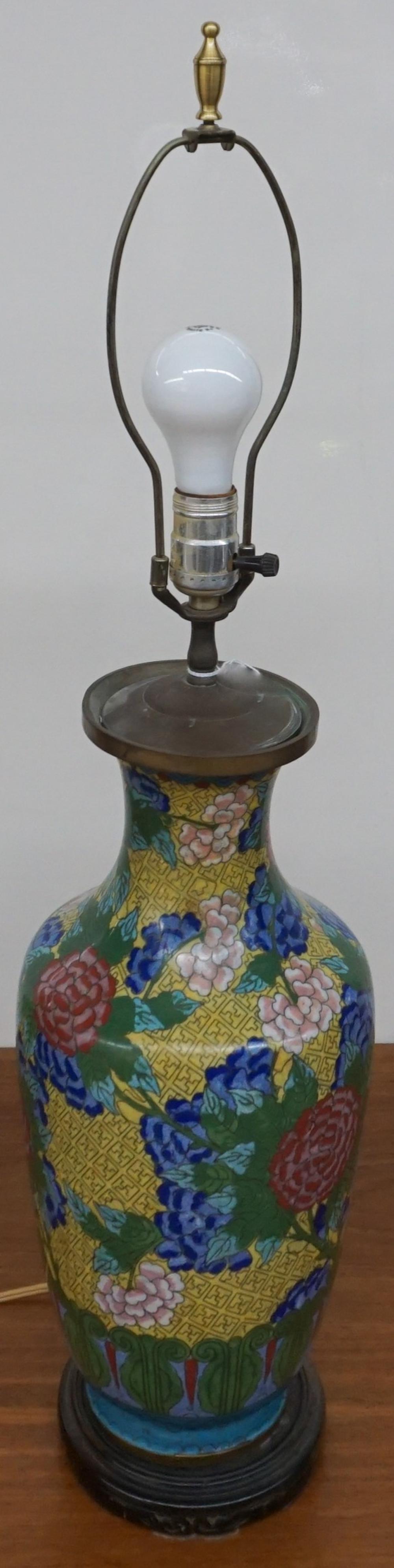 CHINESE CLOISONNE VASE MOUNTED AS