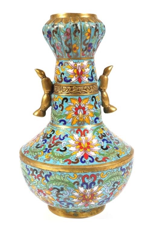CHINESE CLOISONNE VASE, SIGNED,