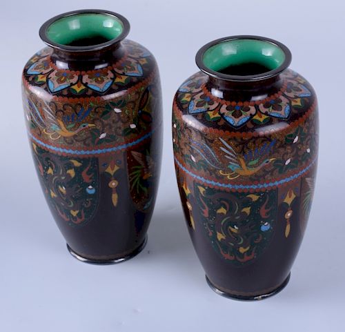 CHINESE CLOISONNE VASES PAIRPair of