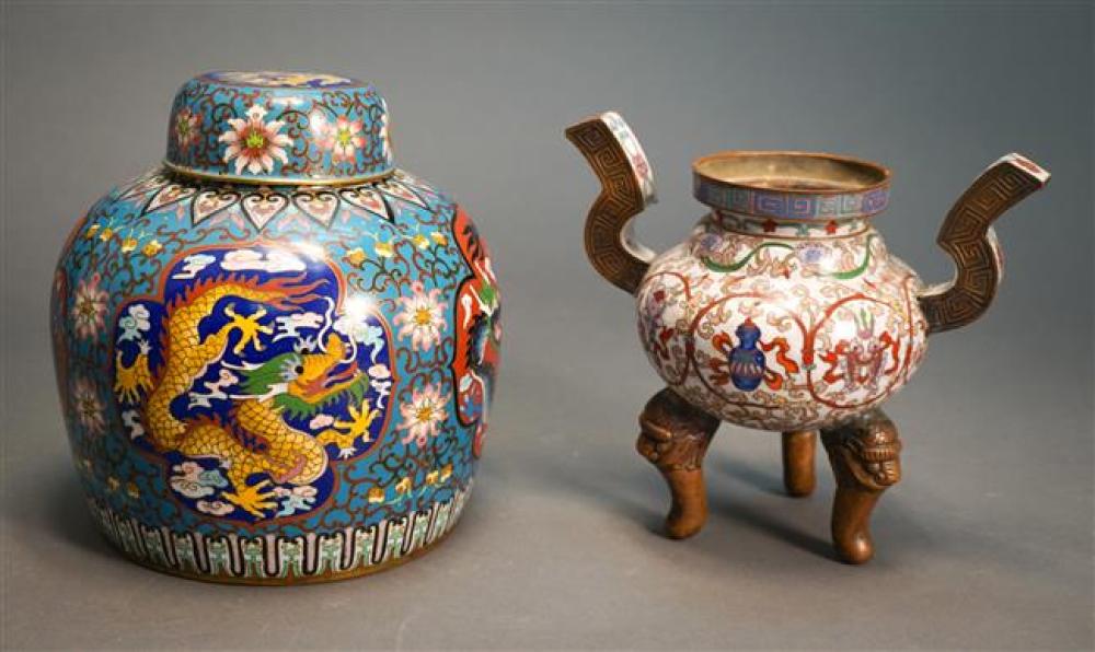 CHINESE CLOISSONE GINGER JAR AND