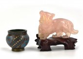 CHINESE CLOSIONNE JAR & PINK Q