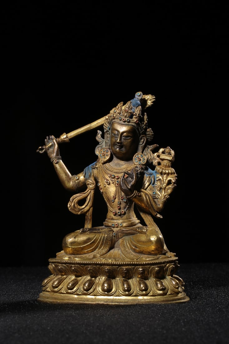 CHINESE COPPER GILDED SWORD HOLDING