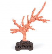 CHINESE CORAL FIGURAL GROUPChi