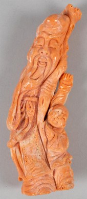 CHINESE CORAL FIGURE OF SHOULA